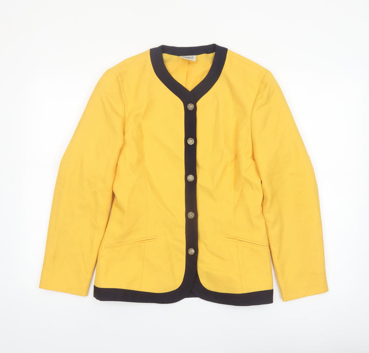 Eastex Women's Yellow Woven Blazer Jacket UK 10 Single-Breasted Classic