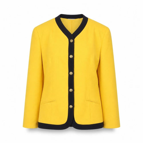 Eastex Women's Yellow Woven Blazer Jacket UK 10 Single-Breasted Classic