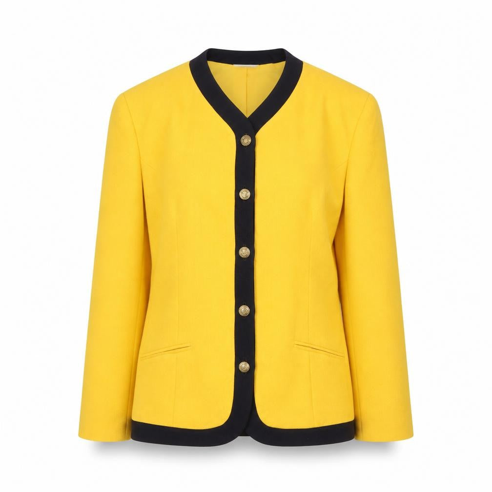 Eastex Women's Yellow Woven Blazer Jacket UK 10 Single-Breasted Classic