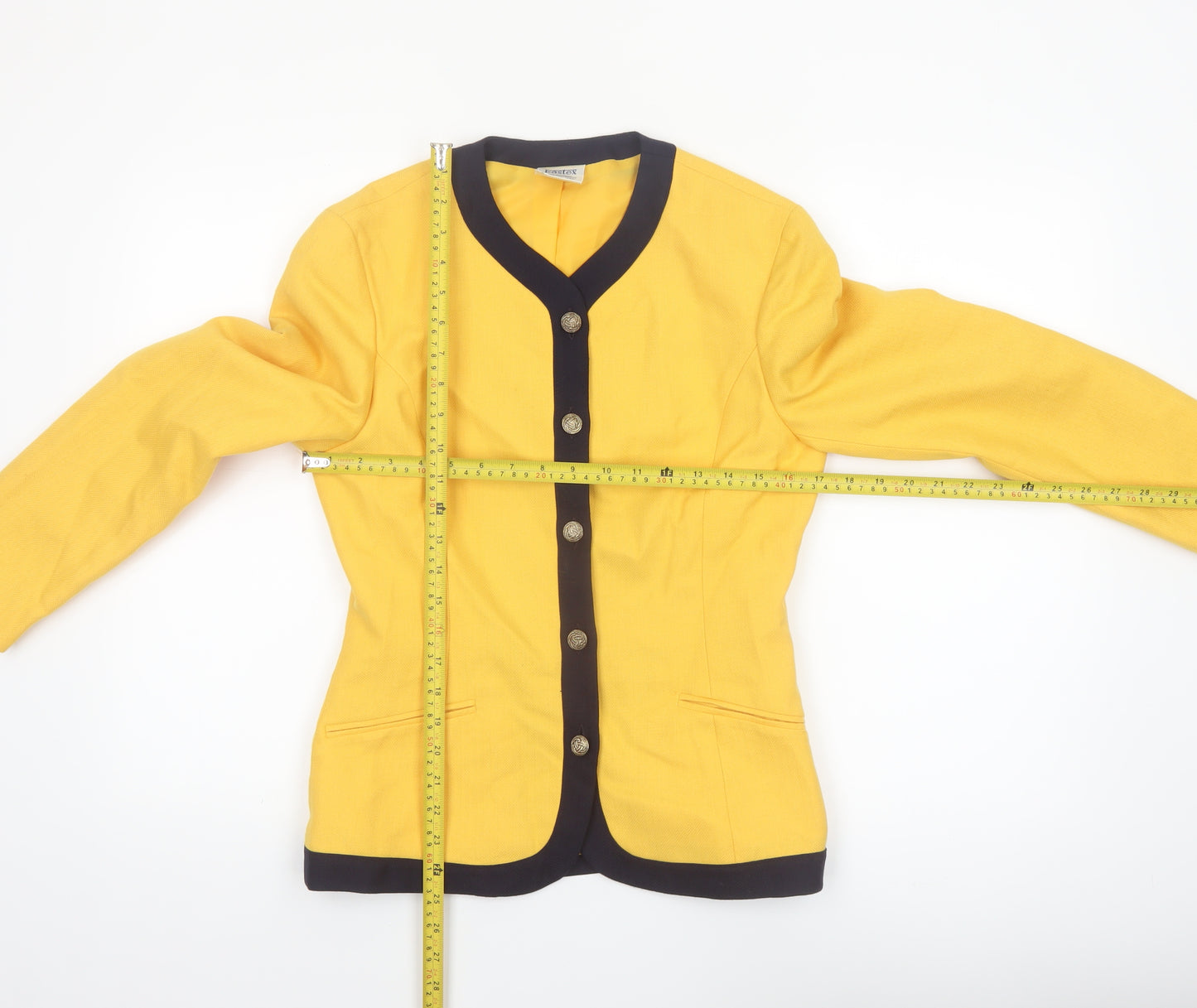 Eastex Women's Yellow Woven Blazer Jacket UK 10 Single-Breasted Classic