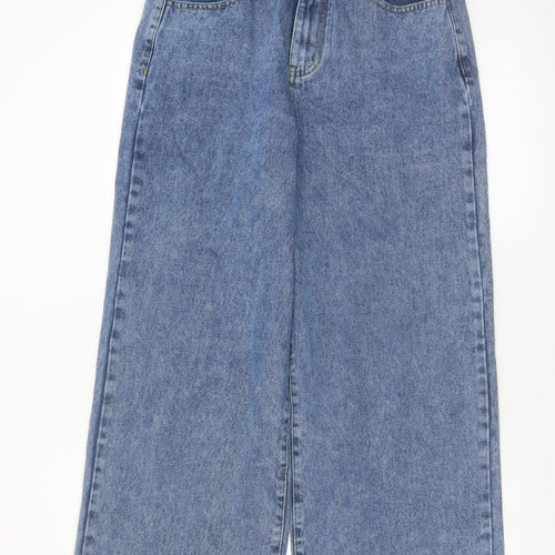 Boohoo Women's Blue Wide-Leg High Rise Denim Jeans Size 12