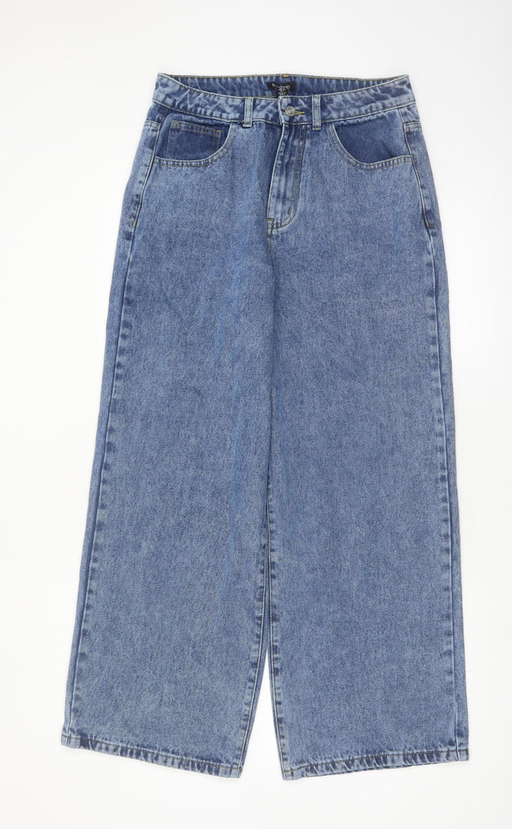 Boohoo Women's Blue Wide-Leg High Rise Denim Jeans Size 12