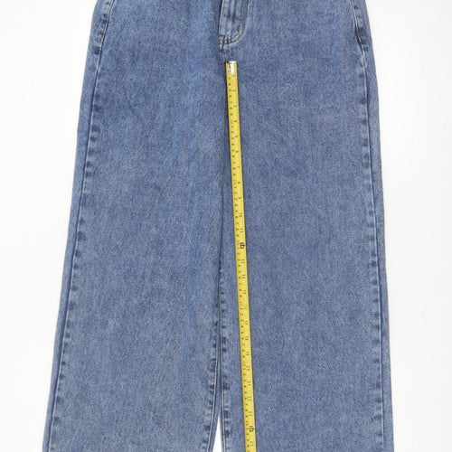 Boohoo Women's Blue Wide-Leg High Rise Denim Jeans Size 12