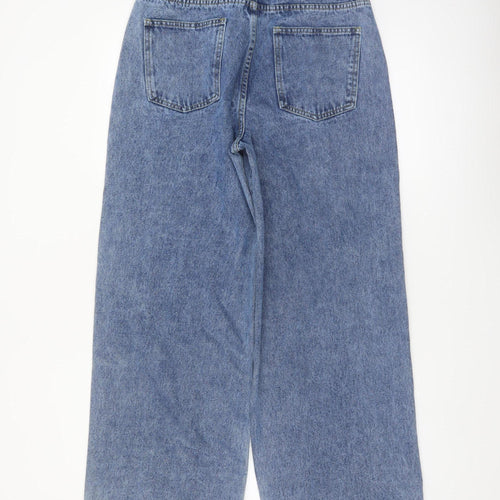 Boohoo Women's Blue Wide-Leg High Rise Denim Jeans Size 12
