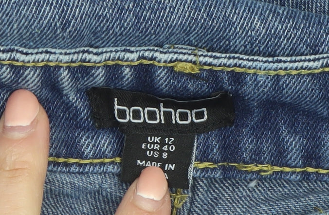 Boohoo Women's Blue Wide-Leg High Rise Denim Jeans Size 12
