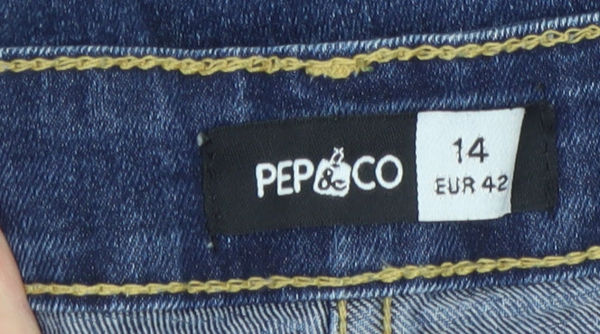 Pep&Co Women's Blue Denim Bermuda Shorts Size 14 Stretch