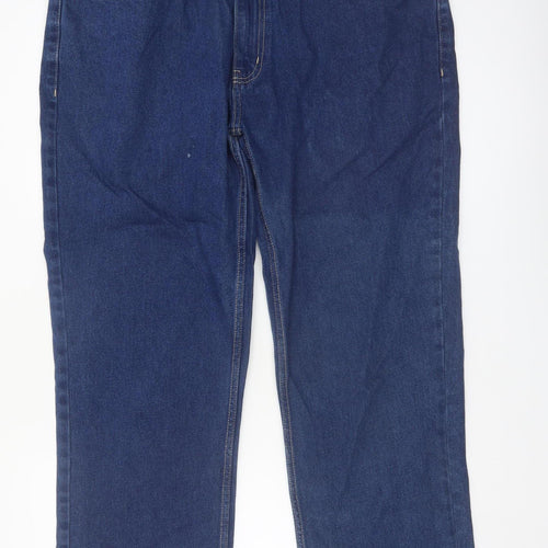 George Men's Blue Straight Jeans 40W 32L Cotton Denim