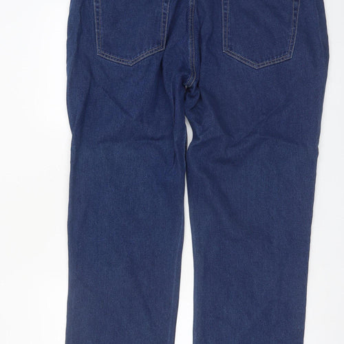 George Men's Blue Straight Jeans 40W 32L Cotton Denim