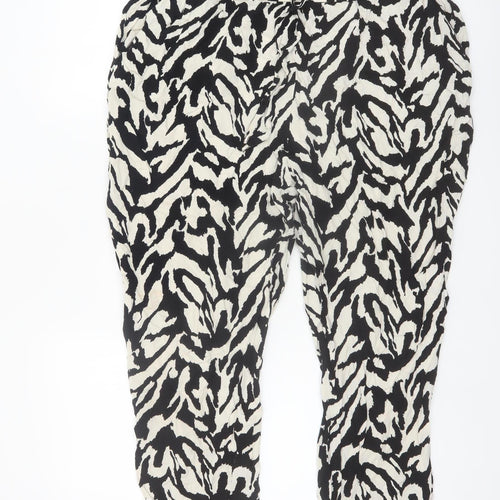 F&F Women’s Black Animal Print Tapered Lightweight Trousers UK 18