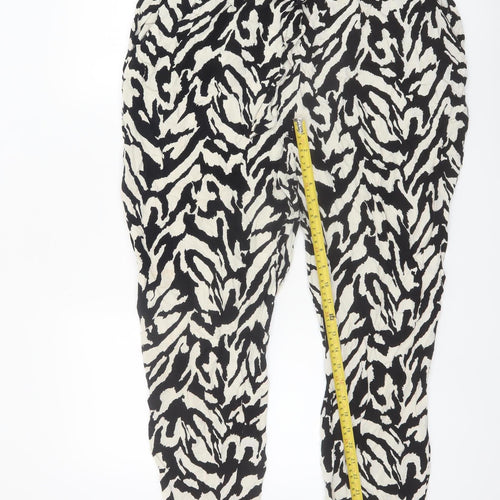 F&F Women’s Black Animal Print Tapered Lightweight Trousers UK 18