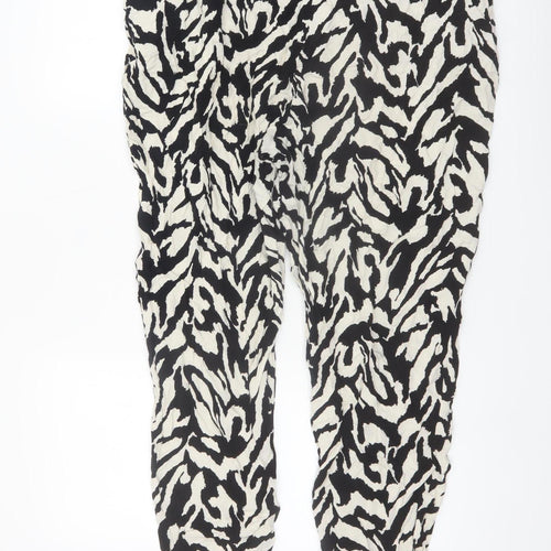 F&F Women’s Black Animal Print Tapered Lightweight Trousers UK 18