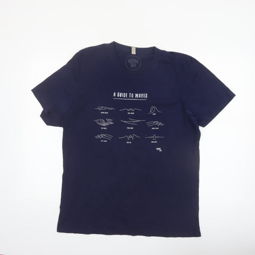 Inland Sea Men's Blue Graphic T-Shirt L Beach Surf Design