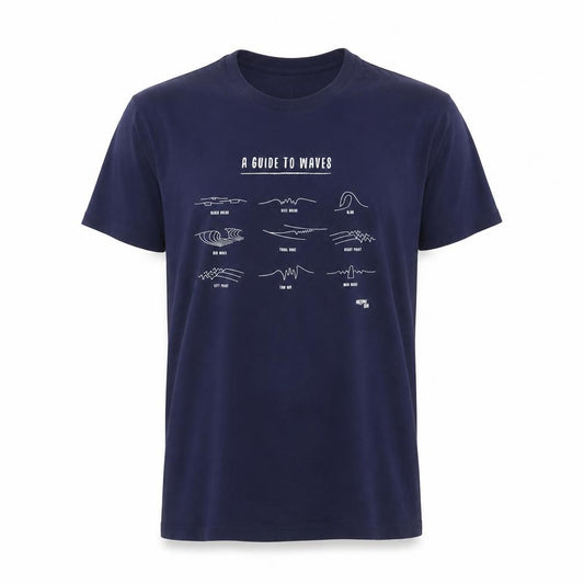 Front view of Inland Sea Men's Blue Graphic T-Shirt L Beach Surf Design