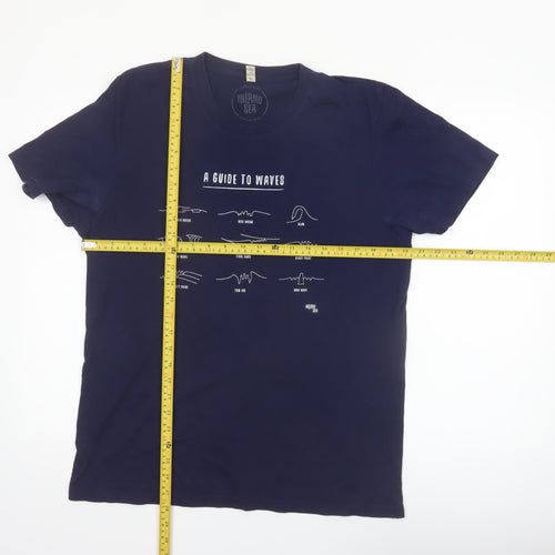Inland Sea Men's Blue Graphic T-Shirt L Beach Surf Design