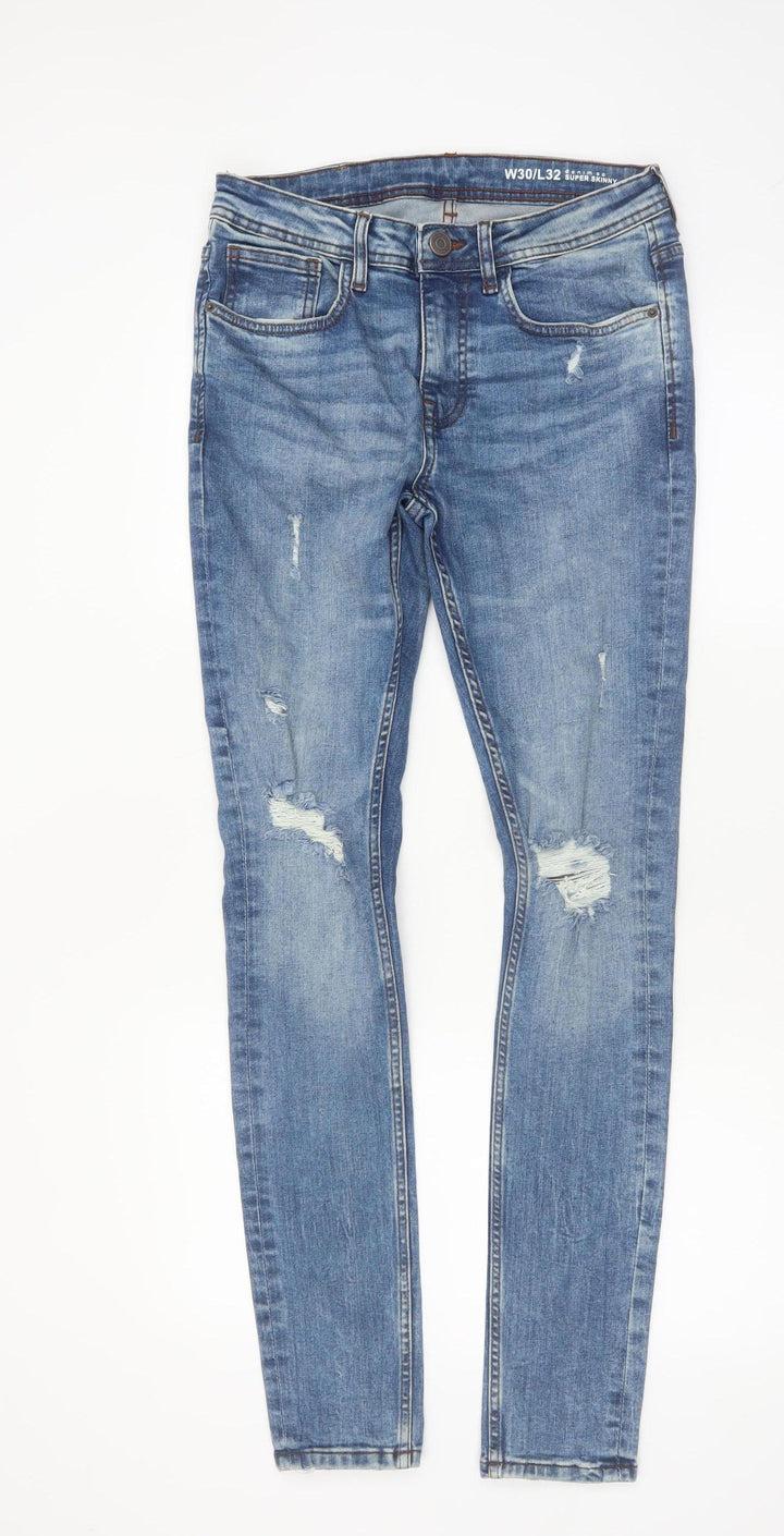 Denim Co Men’s Blue Super Skinny Distressed Jeans W30 L32