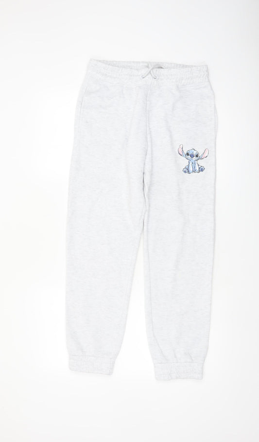 Disney Womens Grey XS Jogger Sweatpants with Stitch Embroidery
