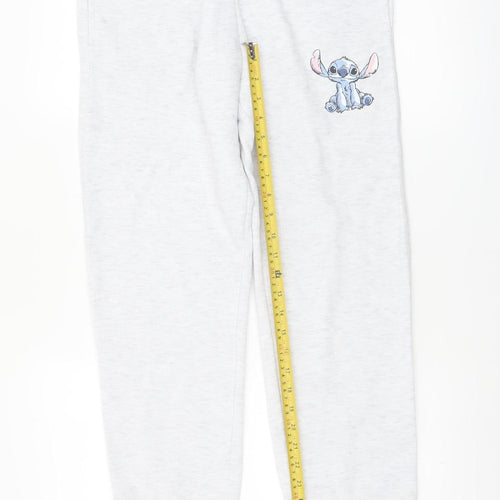 Disney Womens Grey XS Jogger Sweatpants with Stitch Embroidery