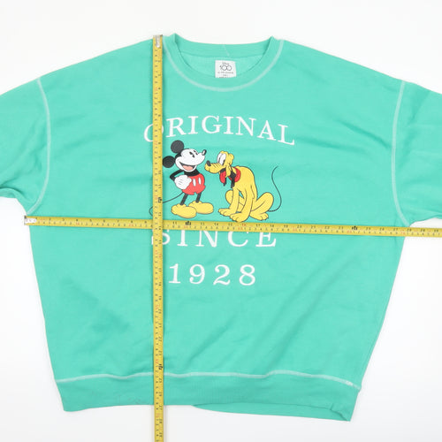 Disney x Primark Women Green Mickey Mouse Sweatshirt L Crew Neck