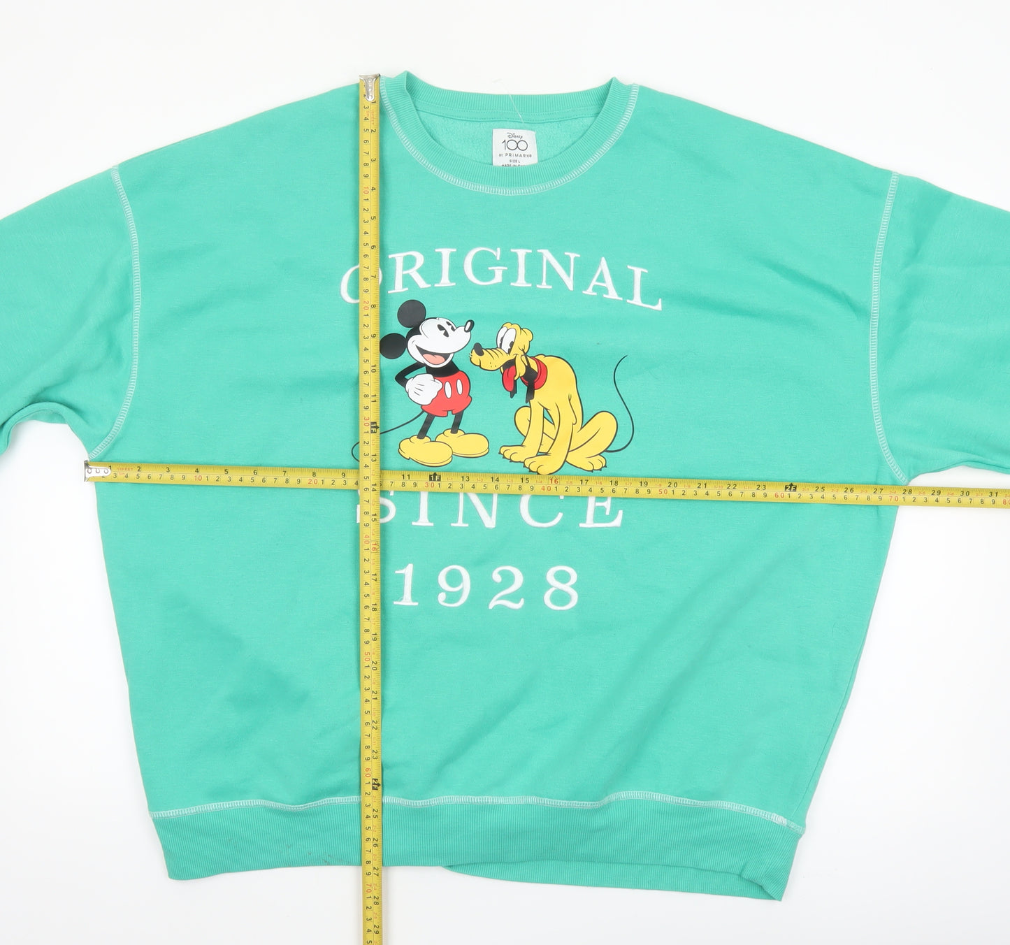 Disney x Primark Women Green Mickey Mouse Sweatshirt L Crew Neck