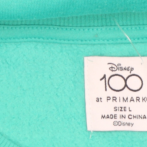 Disney x Primark Women Green Mickey Mouse Sweatshirt L Crew Neck