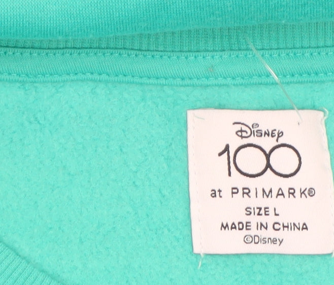 Disney x Primark Women Green Mickey Mouse Sweatshirt L Crew Neck