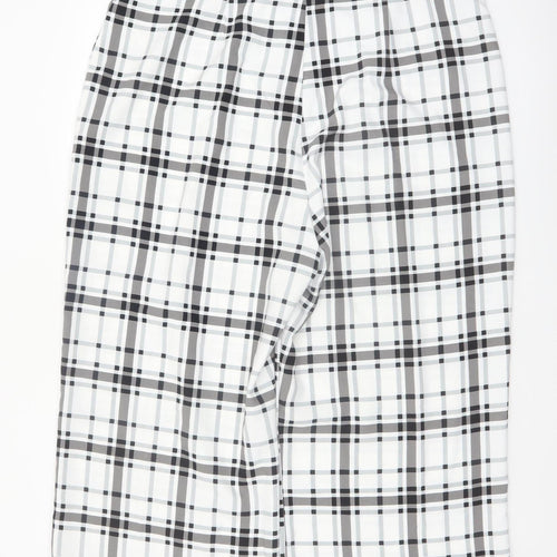 Peacocks Womens White Black Plaid Wide Leg Cropped Trousers Size 18