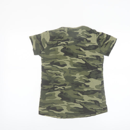 Von Dutch Women's Green Camouflage T-Shirt Size 10 Slim Fit
