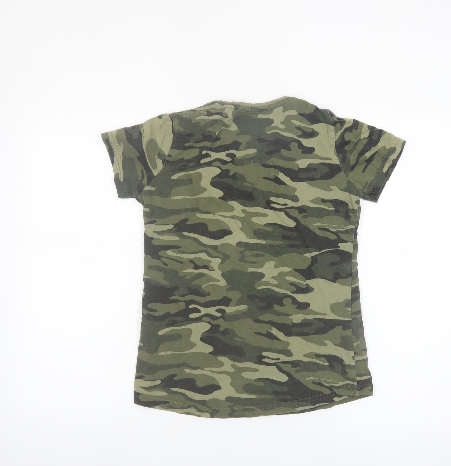 Von Dutch Women's Green Camouflage T-Shirt Size 10 Slim Fit