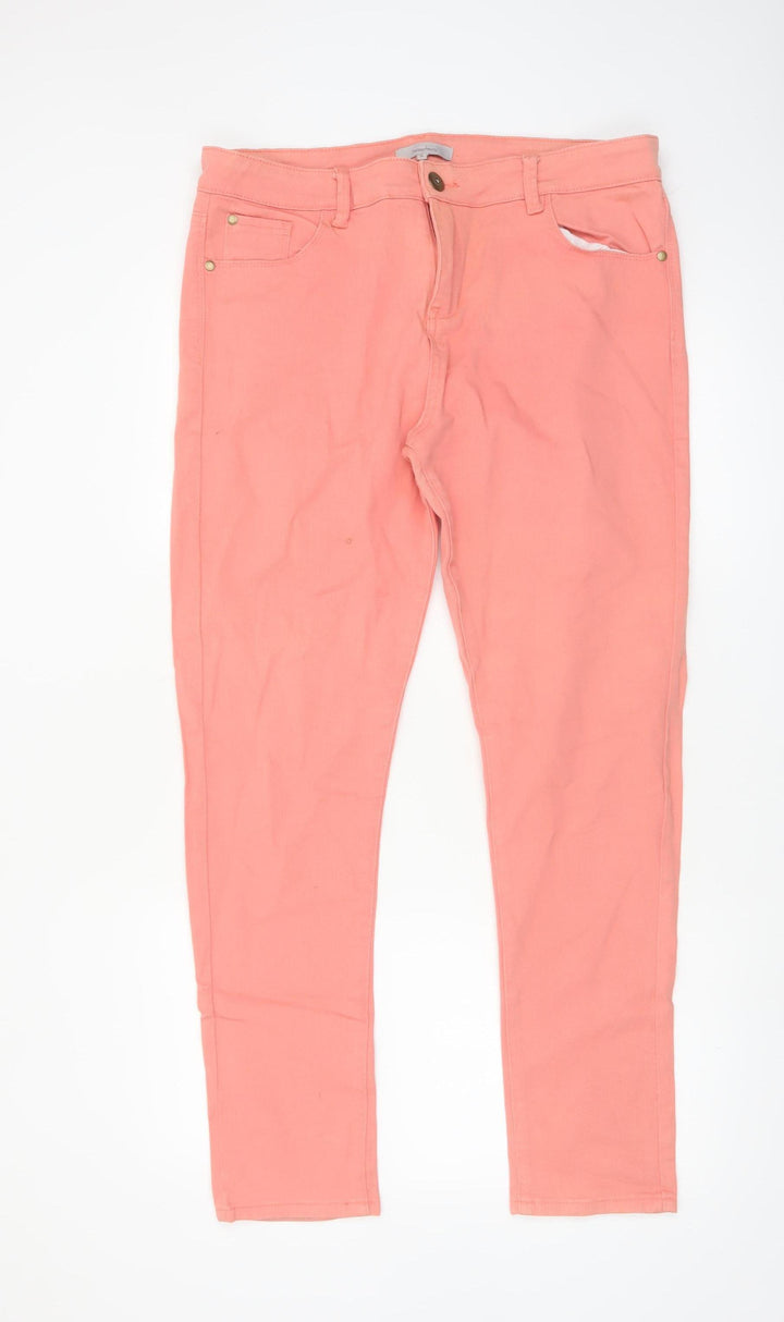Pepperberry Women Pink Cotton Stretch Chino Trousers Size 16