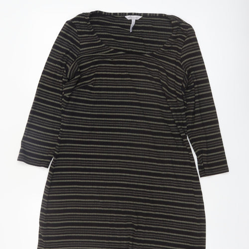 Bravissimo Women's Black Striped Knee Length Shift Dress Size 16