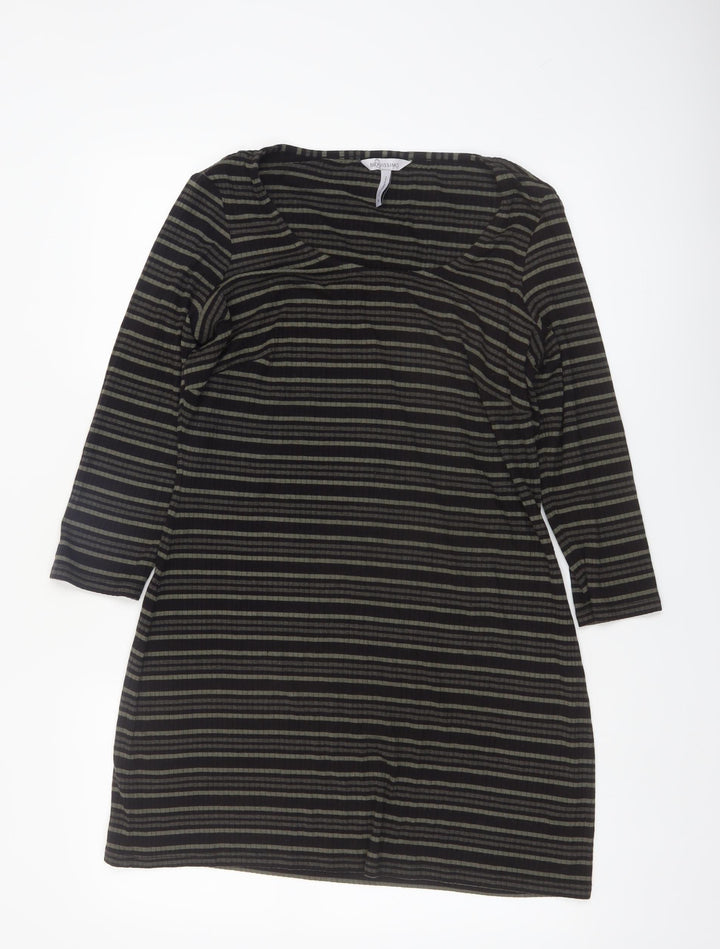 Bravissimo Women's Black Striped Knee Length Shift Dress Size 16