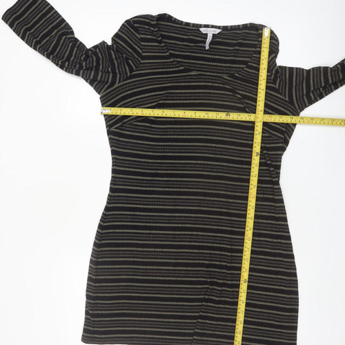 Bravissimo Women's Black Striped Knee Length Shift Dress Size 16