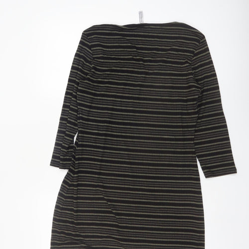 Bravissimo Women's Black Striped Knee Length Shift Dress Size 16