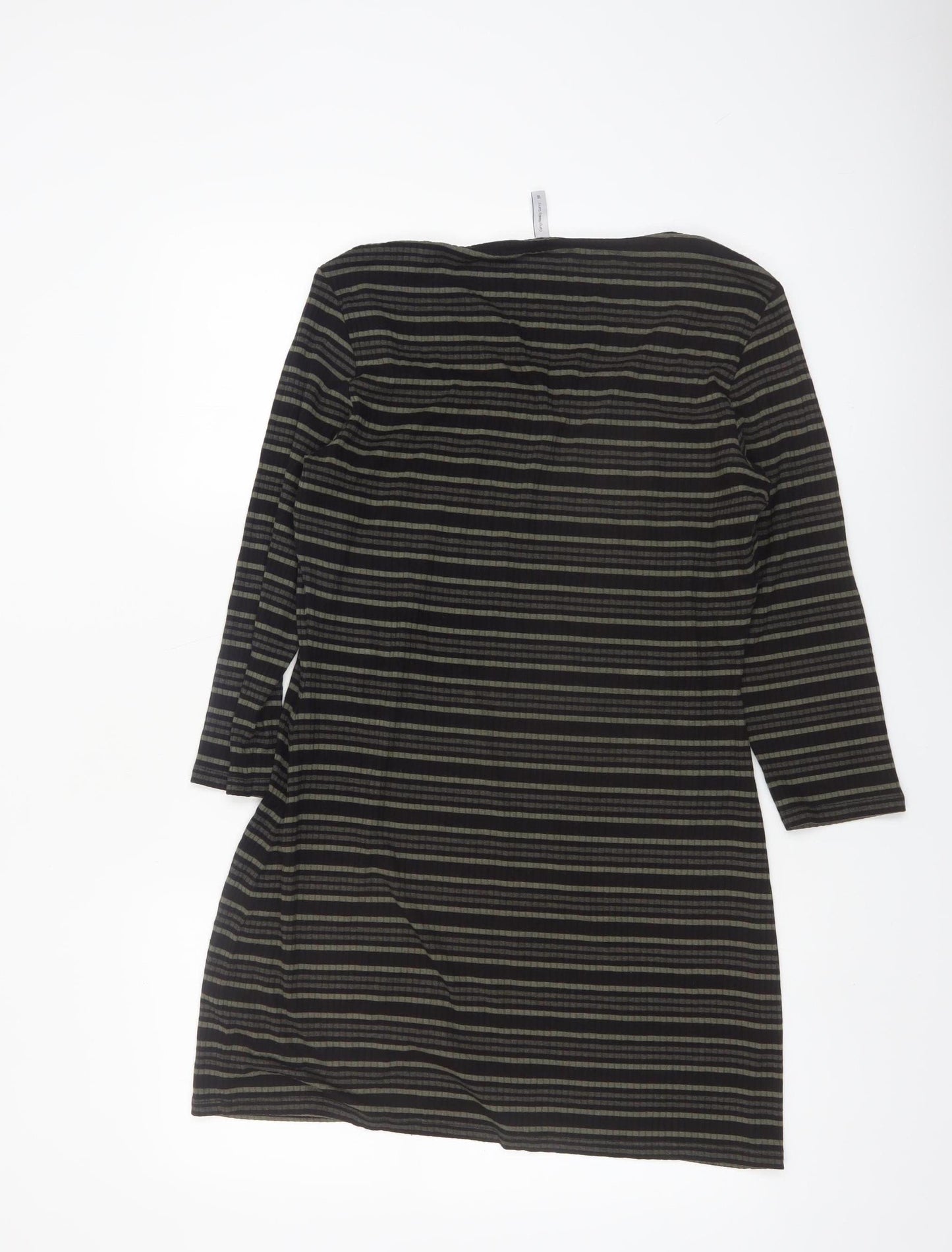 Bravissimo Women's Black Striped Knee Length Shift Dress Size 16