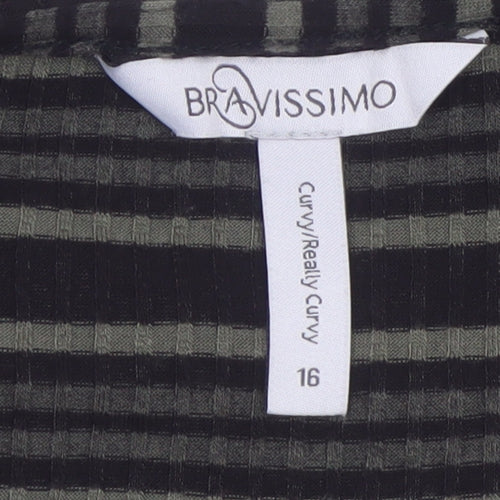 Bravissimo Women's Black Striped Knee Length Shift Dress Size 16