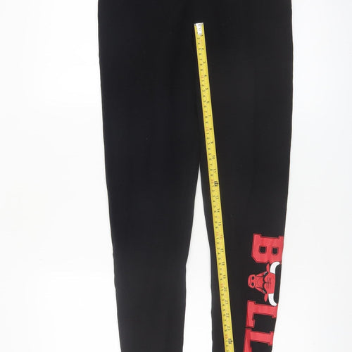 NBA Womens Black Leggings Small Cotton Stretch Chicago Bulls Print
