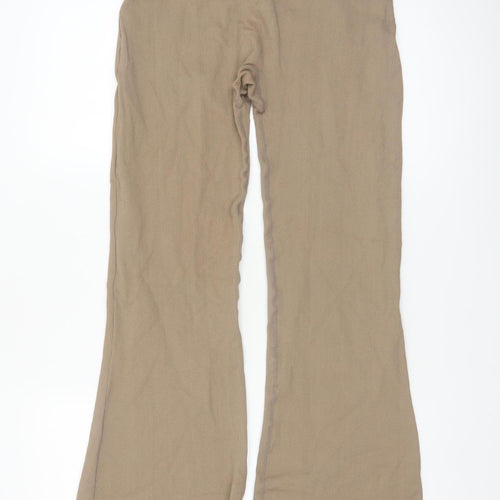 Mooslover Women’s Beige Flared Leggings L High Waist Stretch Trousers