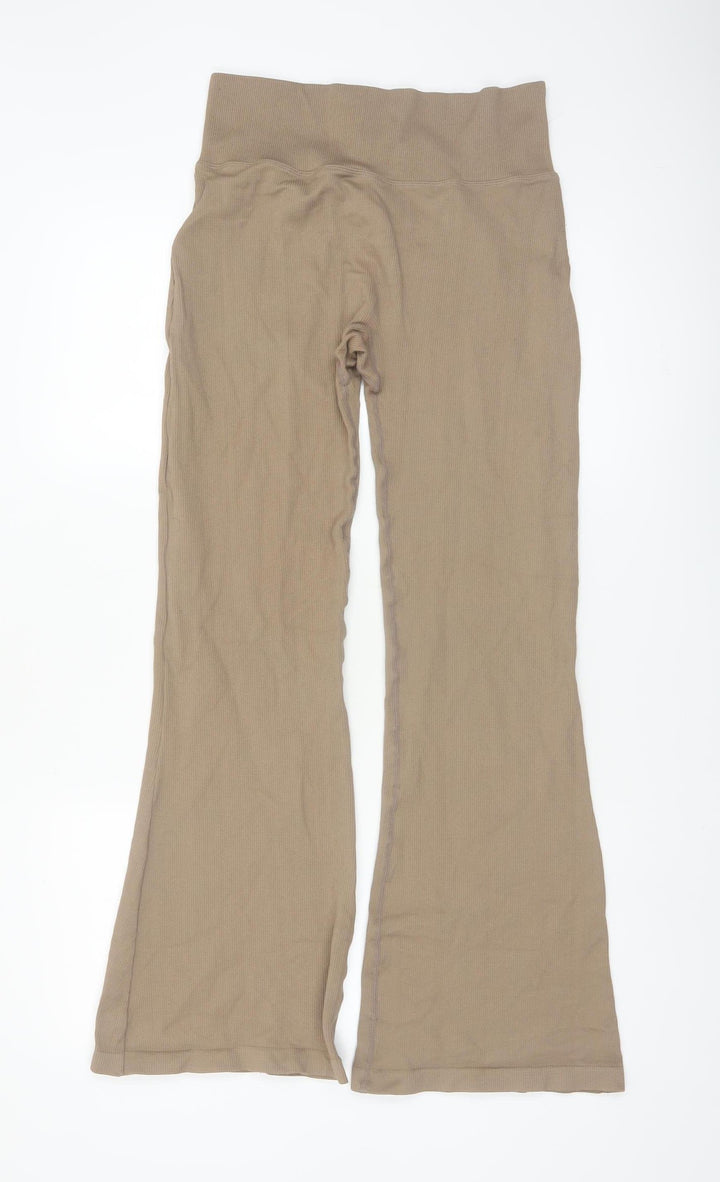 Mooslover Women’s Beige Flared Leggings L High Waist Stretch Trousers