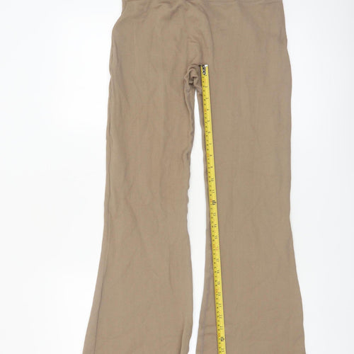 Mooslover Women’s Beige Flared Leggings L High Waist Stretch Trousers