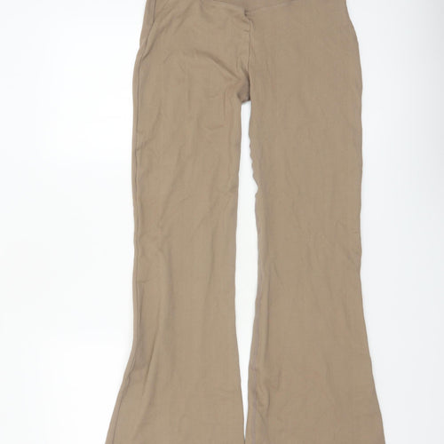 Mooslover Women’s Beige Flared Leggings L High Waist Stretch Trousers