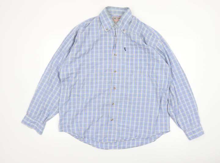 Watsons Heavies Men’s Blue Check Cotton Button-Up Shirt M