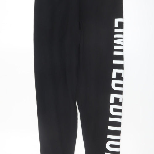 Golddigga Womens Black Leggings Size 12 Stretch Logo Print