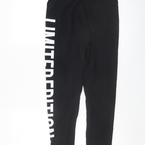 Golddigga Womens Black Leggings Size 12 Stretch Logo Print