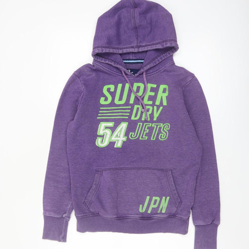 Superdry Womens Purple Pullover Hoodie Size L Graphic Print