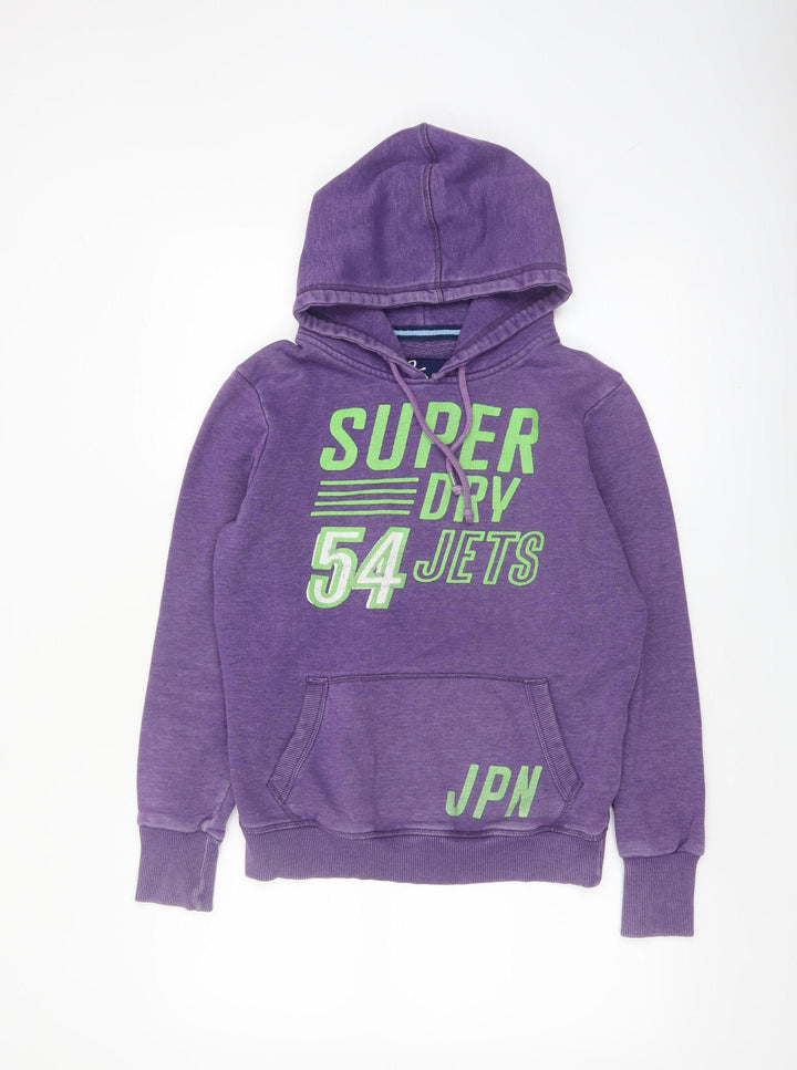 Superdry Womens Purple Pullover Hoodie Size L Graphic Print