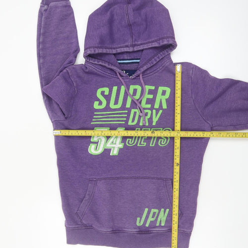 Superdry Womens Purple Pullover Hoodie Size L Graphic Print