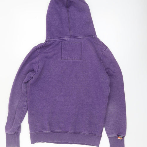 Superdry Womens Purple Pullover Hoodie Size L Graphic Print