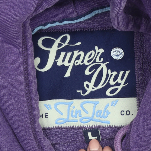 Superdry Womens Purple Pullover Hoodie Size L Graphic Print