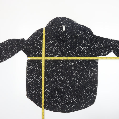 H&M Women’s Black Polka Dot Button-Up Long Sleeve Shirt Size S