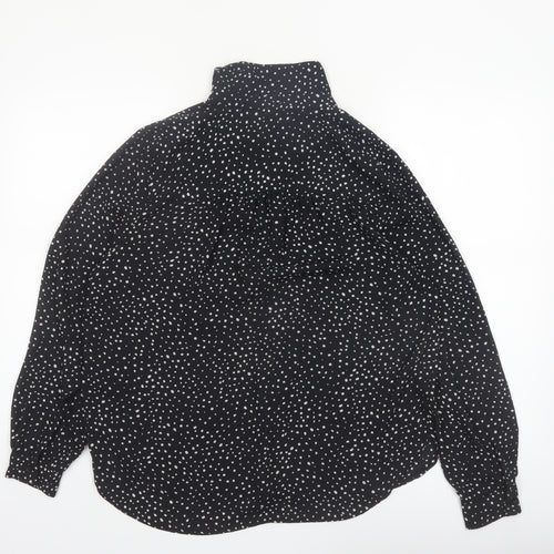 H&M Women’s Black Polka Dot Button-Up Long Sleeve Shirt Size S